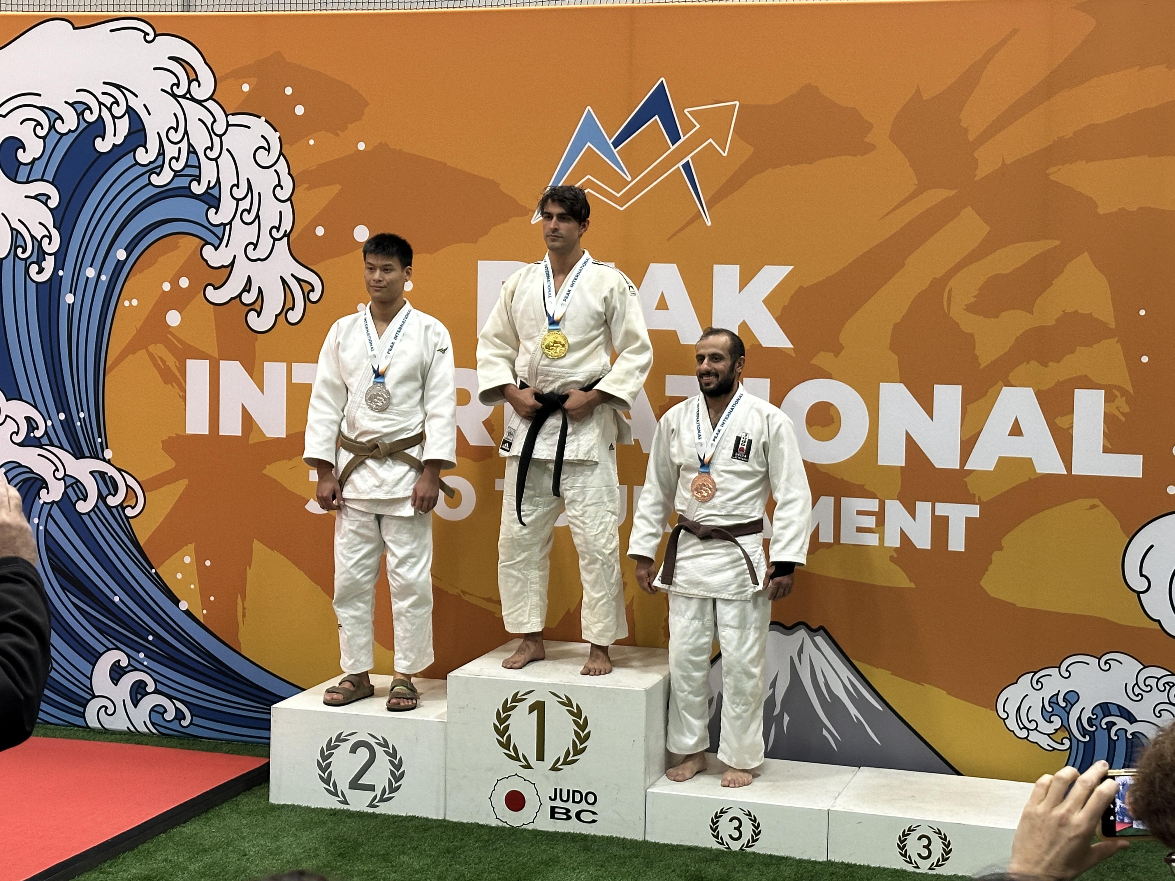 Radoslav on the judo podium with his gold medal